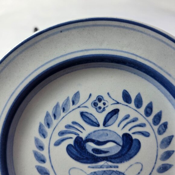 THREE Arabia of Finland Blue Rose Bread Plates Gray/Blue Blue Flowers & Bands - Picture 3 of 10